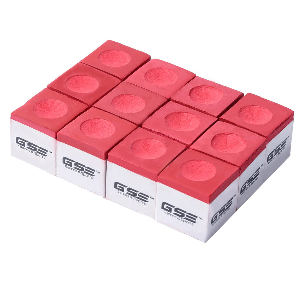 Gse 12-Pack Billiard/Pool Cue Chalks, Billiard Pool Table Accessories For Home/Tournament Use (Red)