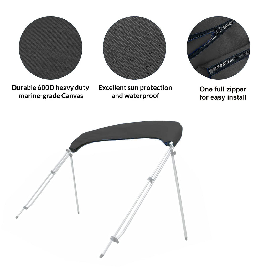 Savvycraft 4 Bow Bimini Replacement Top Canvas Cover4 Bow 96'' L 73''-78'' W Black Color
