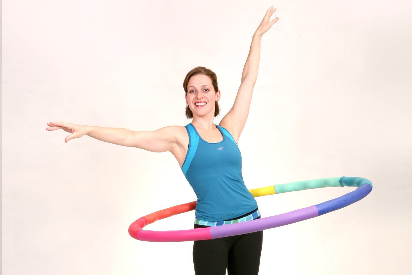 Sports Hoop Weighted Hula Hoop, Acu Hoop 4M - 4 Lb Medium, Weight Loss Fitness Workout With Ridges. (Rainbow Colors)