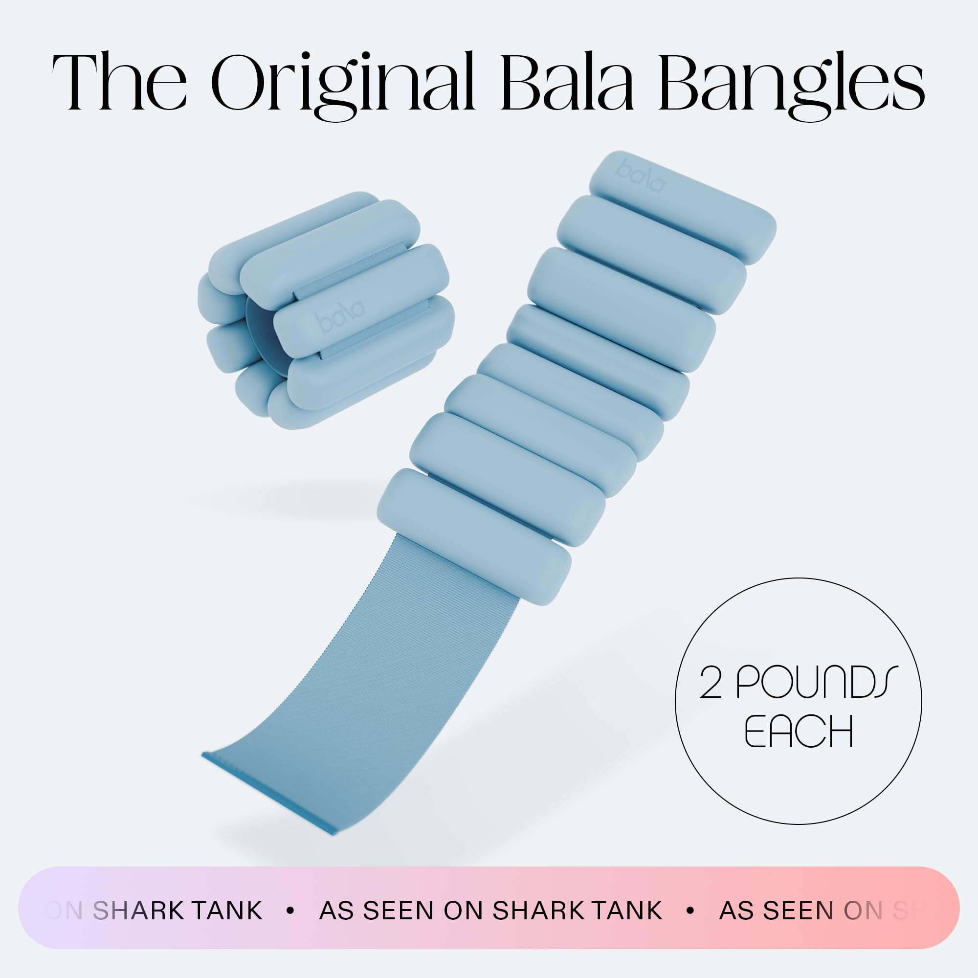 Bala Bangles Wrist & Ankle Weights for Women & Men (Sea) - 2 Pound Adjustable Silicone Weighted Bracelet Set for Gym, Yoga, Pila