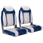Northcaptain S1 Deluxe High Back Folding Boat Seat,Stainless Steel Screws Included,White/Pacific Blue(2 Seats)