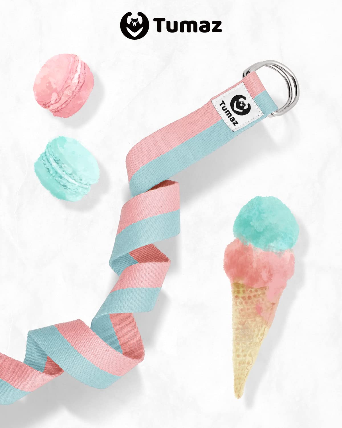Tumaz Yoga Strap/Stretch Bands [15+ Colors, 6/8/8 Feet Options] With Extra Safe Adjustable D-Ring Buckle, Durable And Comfy Deli