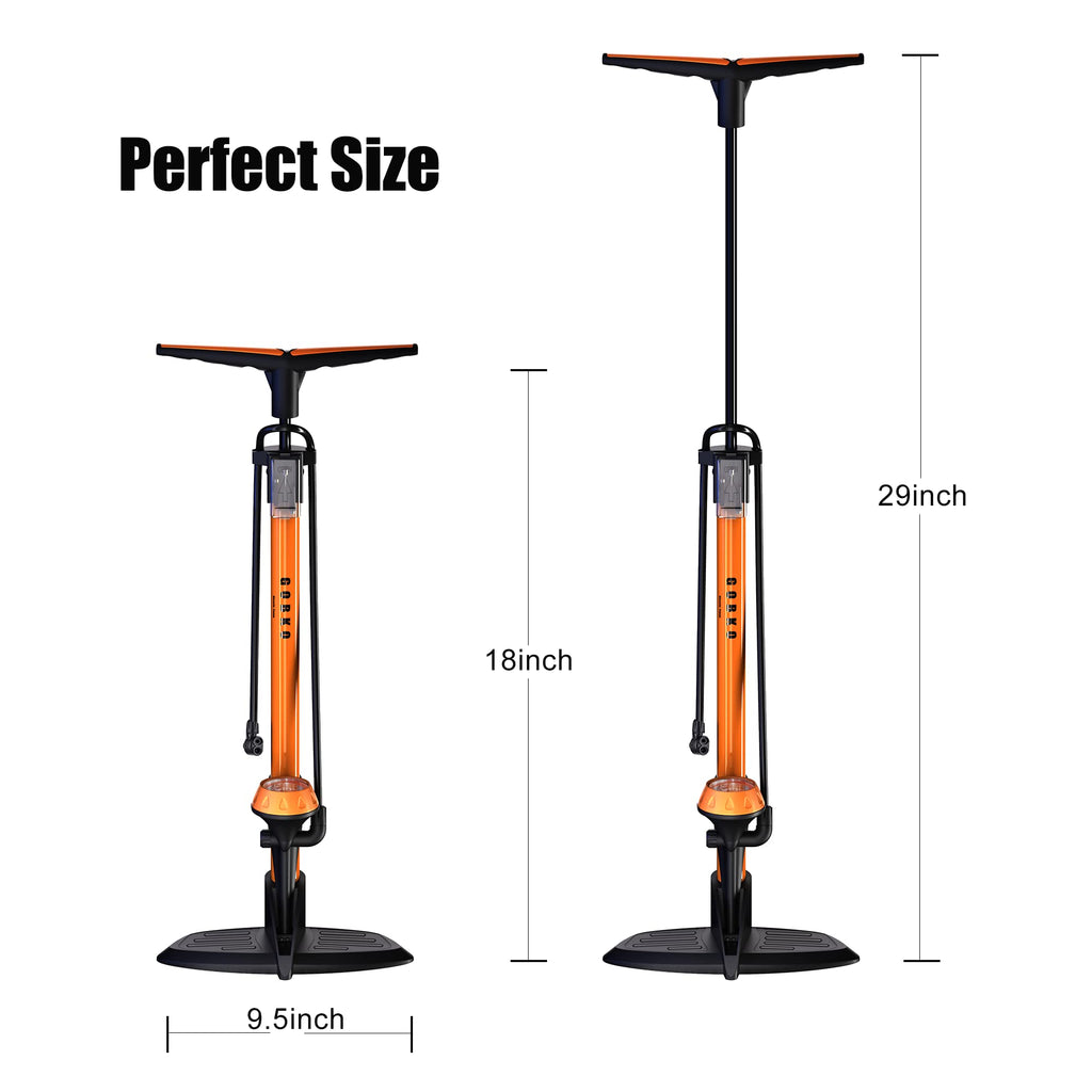 Gobko Bike Floor Pump With Gauge,Floor Bicycle Pump With Both Presta And Schrader Bicycle Pumps Valves High Pressure 160Psi Mult