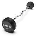 Synergee Fixed 50LB Easy Curl Bar - Pre Weighted Curved Steel Bar with Rubber Weights