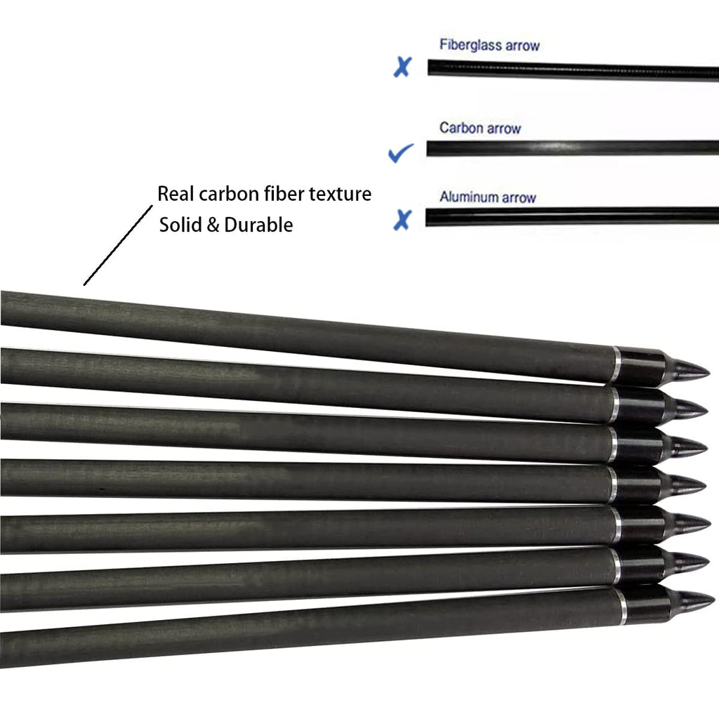 Zhao.Fu 29 Inch Carbon Arrow Practice Hunting Arrows Spine 400 With Removable Tips For Archery Compound & Recurve & Traditional