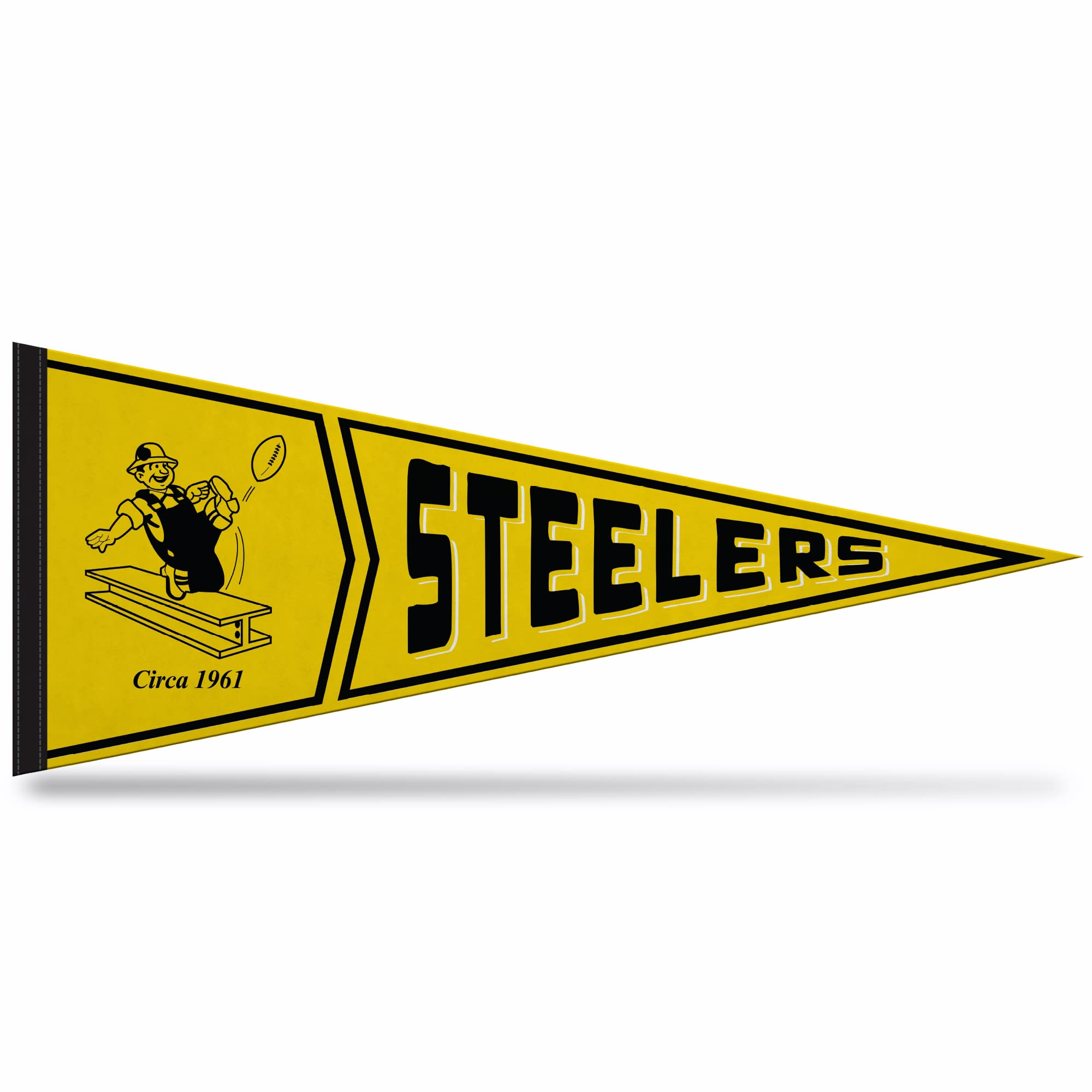 Rico Industries Nfl Football Pittsburgh Steelers Retro - Alt 12'' X 30'' Felt Wall D  Cor Pennant - Great For Home/Bed Room/Man
