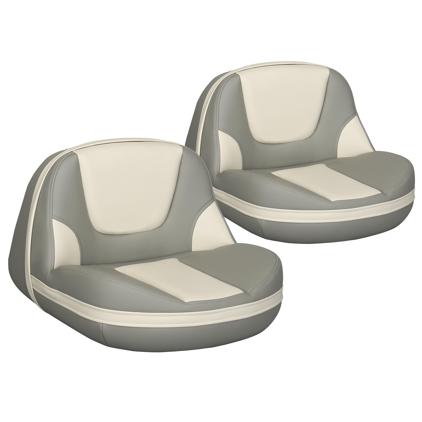 Leader Accessories Pro Casting Boat Seats Lean Pro High Back Fishing Bass Boat Seat Butt Seat 2 Seats (Beige Light Gray)