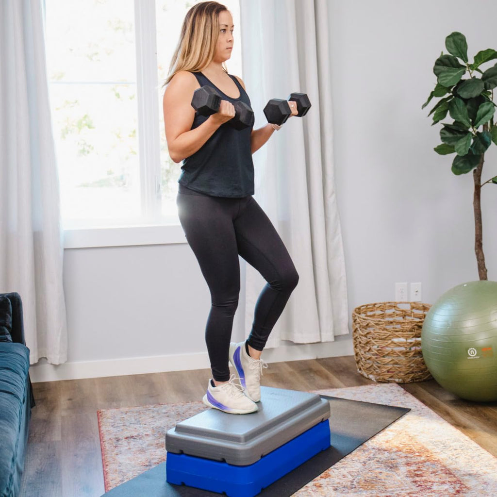 The Step (Made In Usa) 4 Inch Stackable Aerobic Exercise Platform (Grey) With Non-Slip Surface And Nonskid Feet To Prevent Slidi