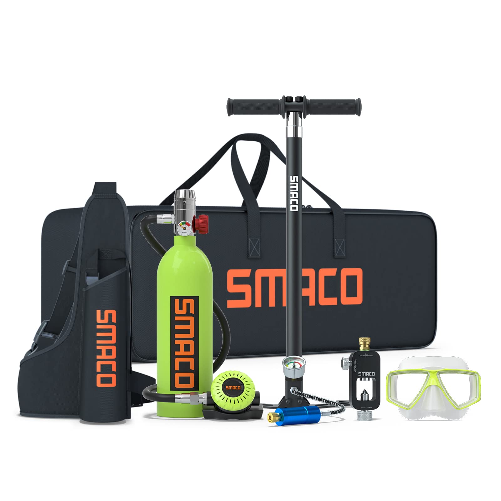 Smaco Scuba Tank Diving Gear For Diver 1L Mini Scuba Tank Oxygen Cylinder With 15-20 Minutes Underwater Breathing Portable Divin