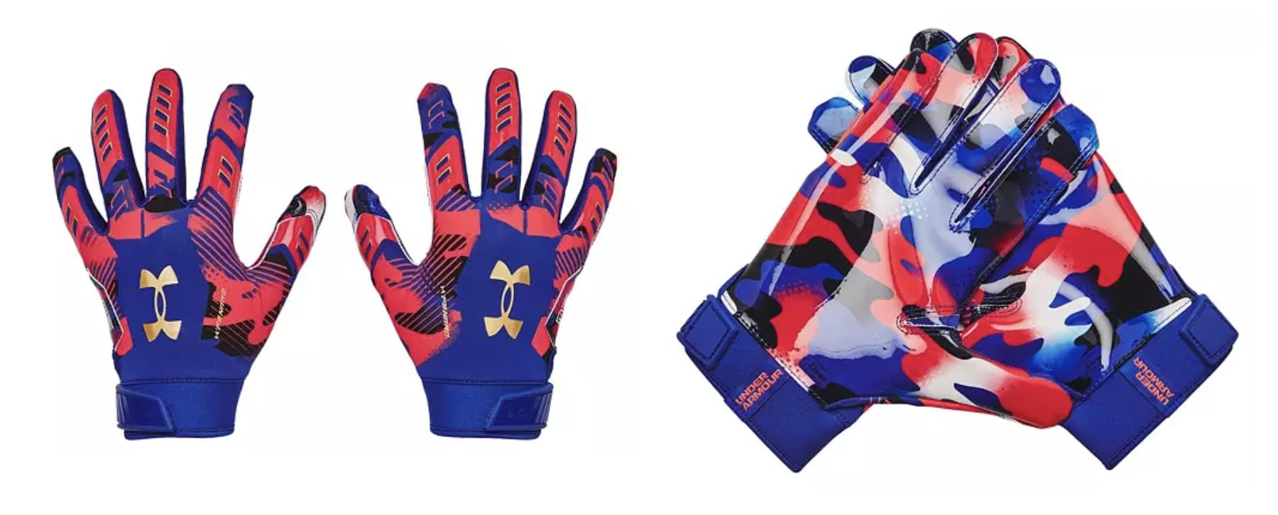 Under Armour Men'S F9 Nitro Novelty Football Gloves, (400) Royal/Red/Metallic Copper, Small