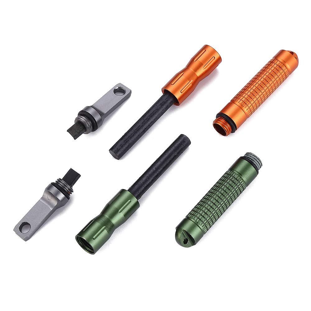 Dosmamz 2Pcs Compact Fire Starter With Scraper Striker, Replaceable Threaded Ferro Rod Flint Fire Steel Magnesium Rod, An Essent