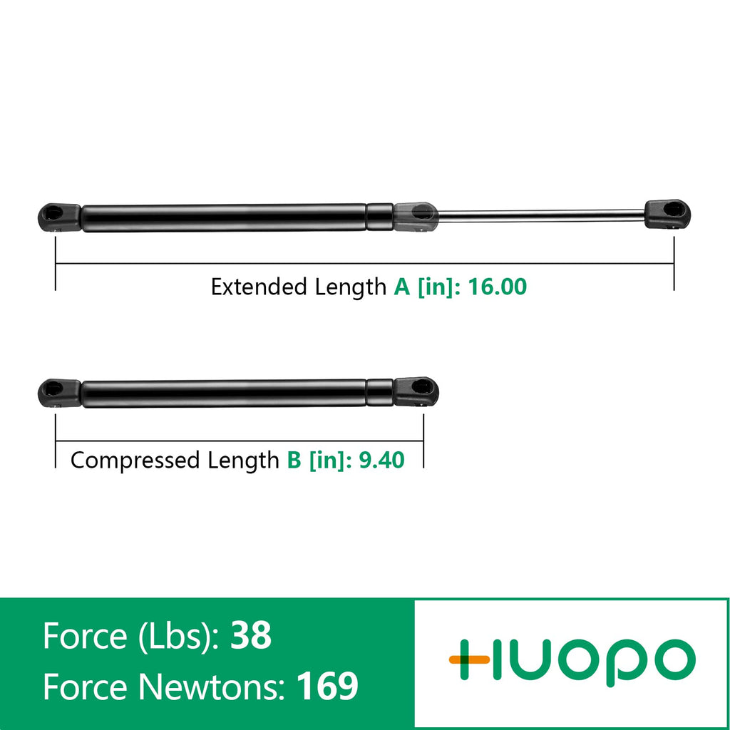 C1609209 16 Inch 38Lb169N Gas Struts Shocks Spring Lift Support For Leer Camper Shell Rear Windows Door Truck Topper Cap Toolbox