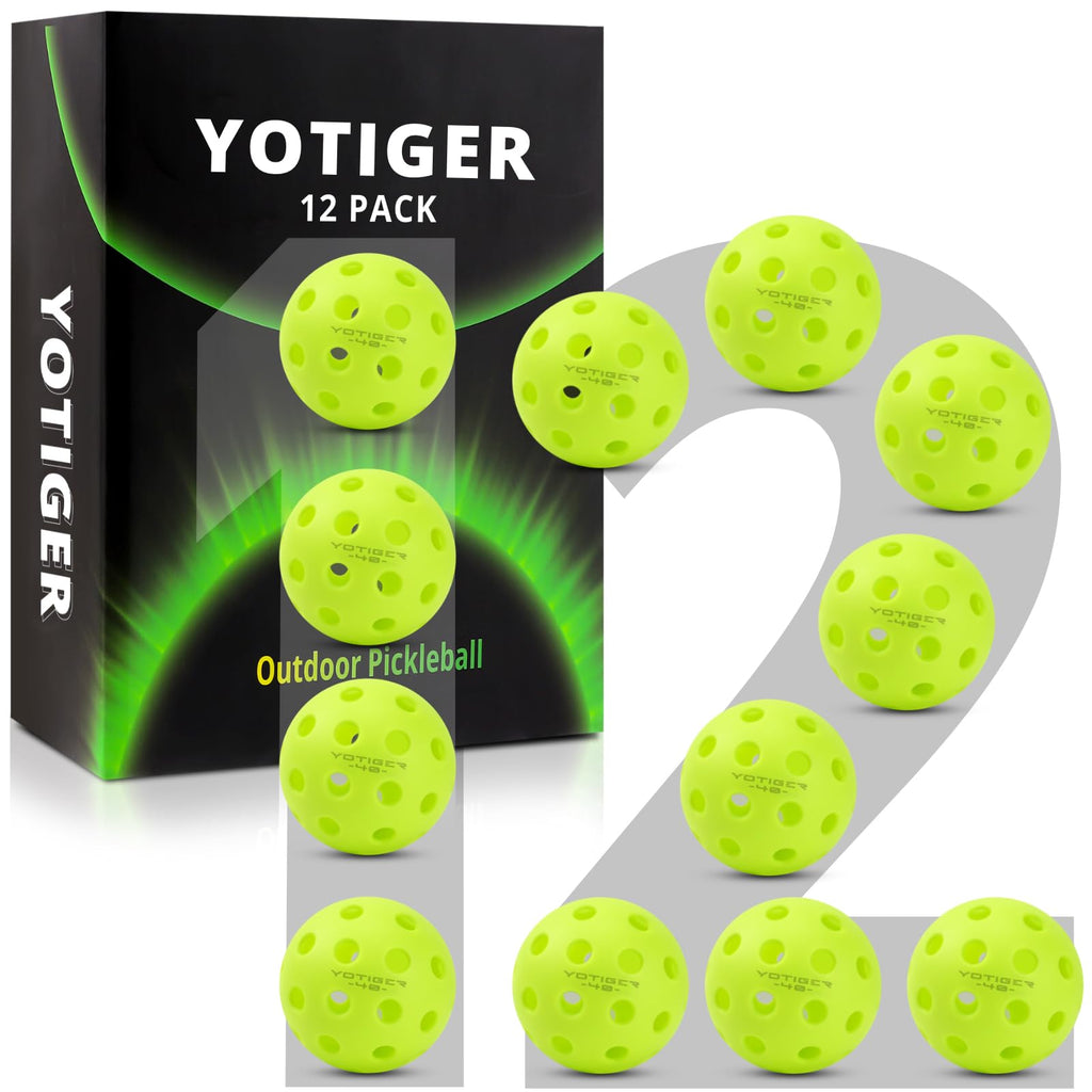 Yotiger Pickleball Balls, 12 Pack 40 Holes Outdoor Pickleball Balls, High Visibility And Bounce, Stylish And Durable Pickleball 