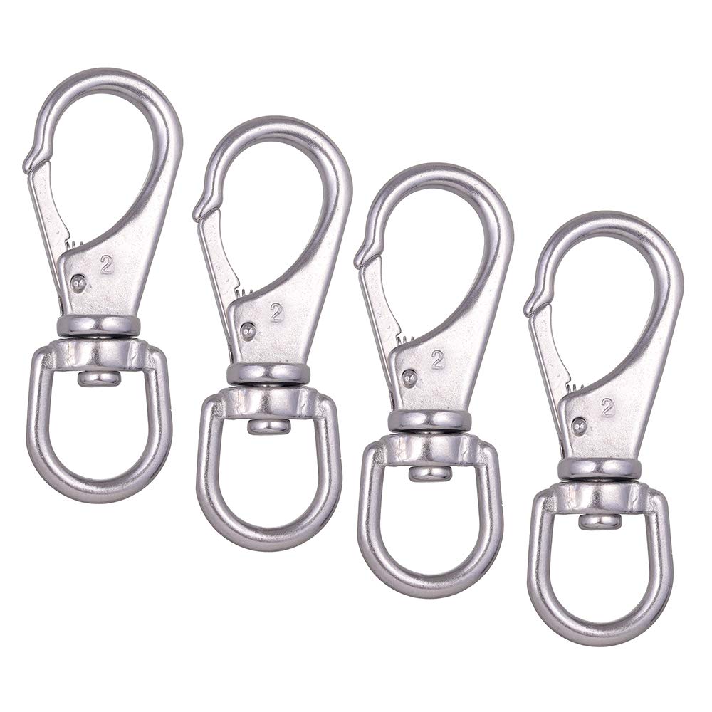 Mixiflor Stainless Steel Swivel Eye Snap Hook, 4 Pack (4 Inch) Swivel Snap Hook Flag Pole Clips, Rotating Diving Clips Spring Ho