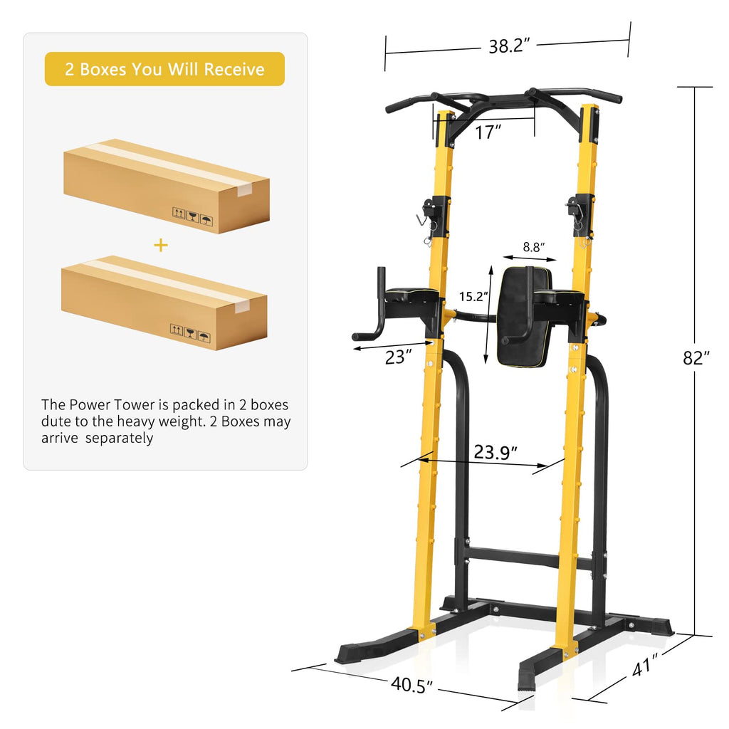 Zenova Power Tower Pull Up Bar Station, Pull Up Tower Dip Station For Home Fitness Exercise,Multi-Function Workout Equipment Squ