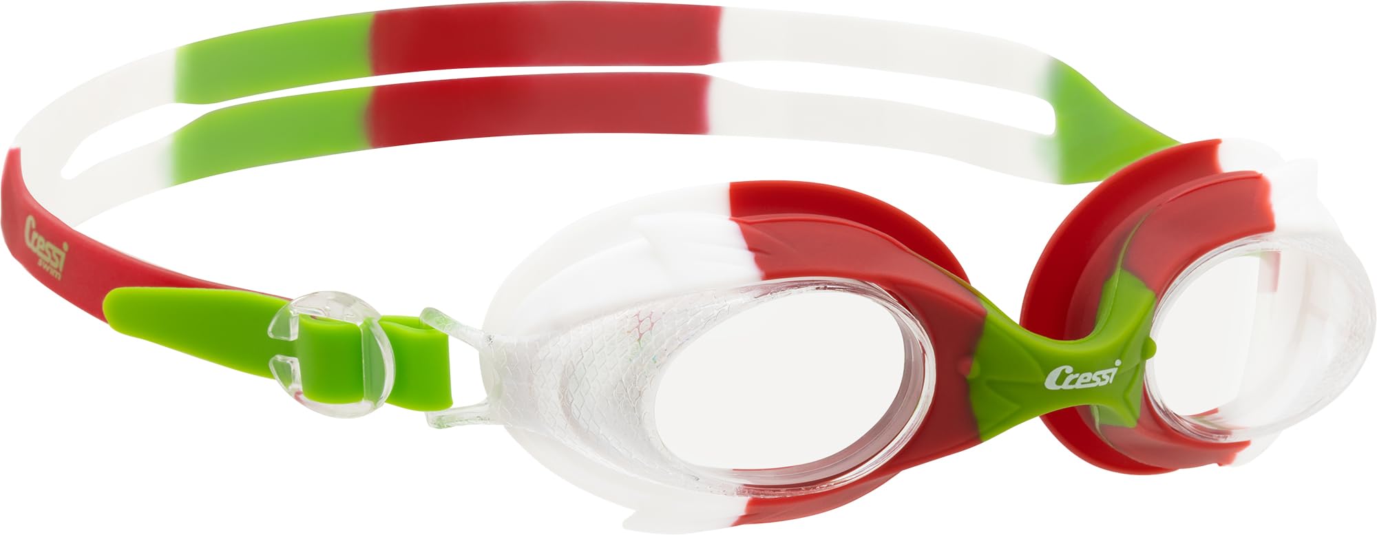 Cressi Seahorse Green/White/Red Adjustable Swim Goggles