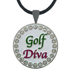 Giggle Golf Bling Golf Ball Marker With A Magnetic Pendant Necklace For Women (Golf Diva)