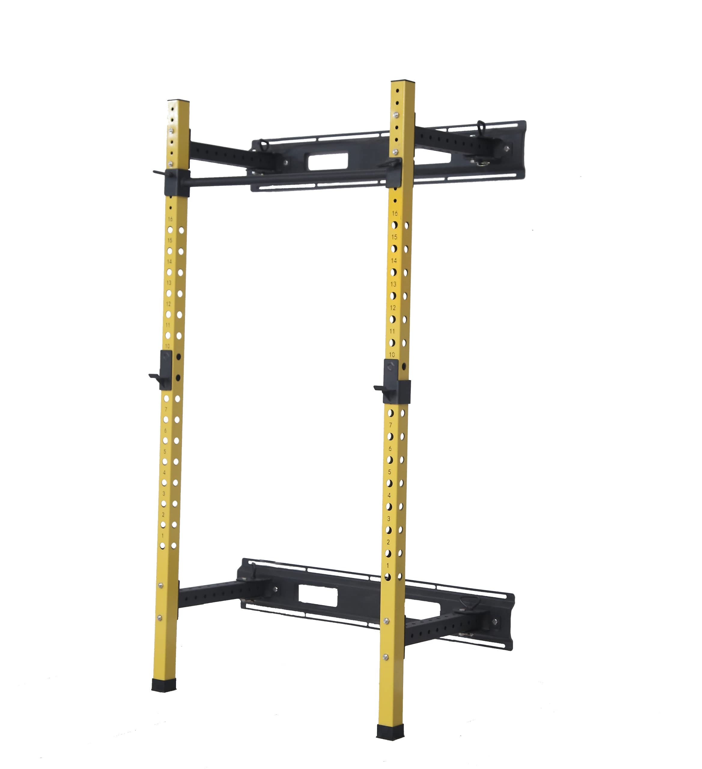 HulkFit Pro Series 2.35    x 2.35    Steel Folding Wall Mounted Power Rack Cage with Attachment Accessories - J Hooks and Height