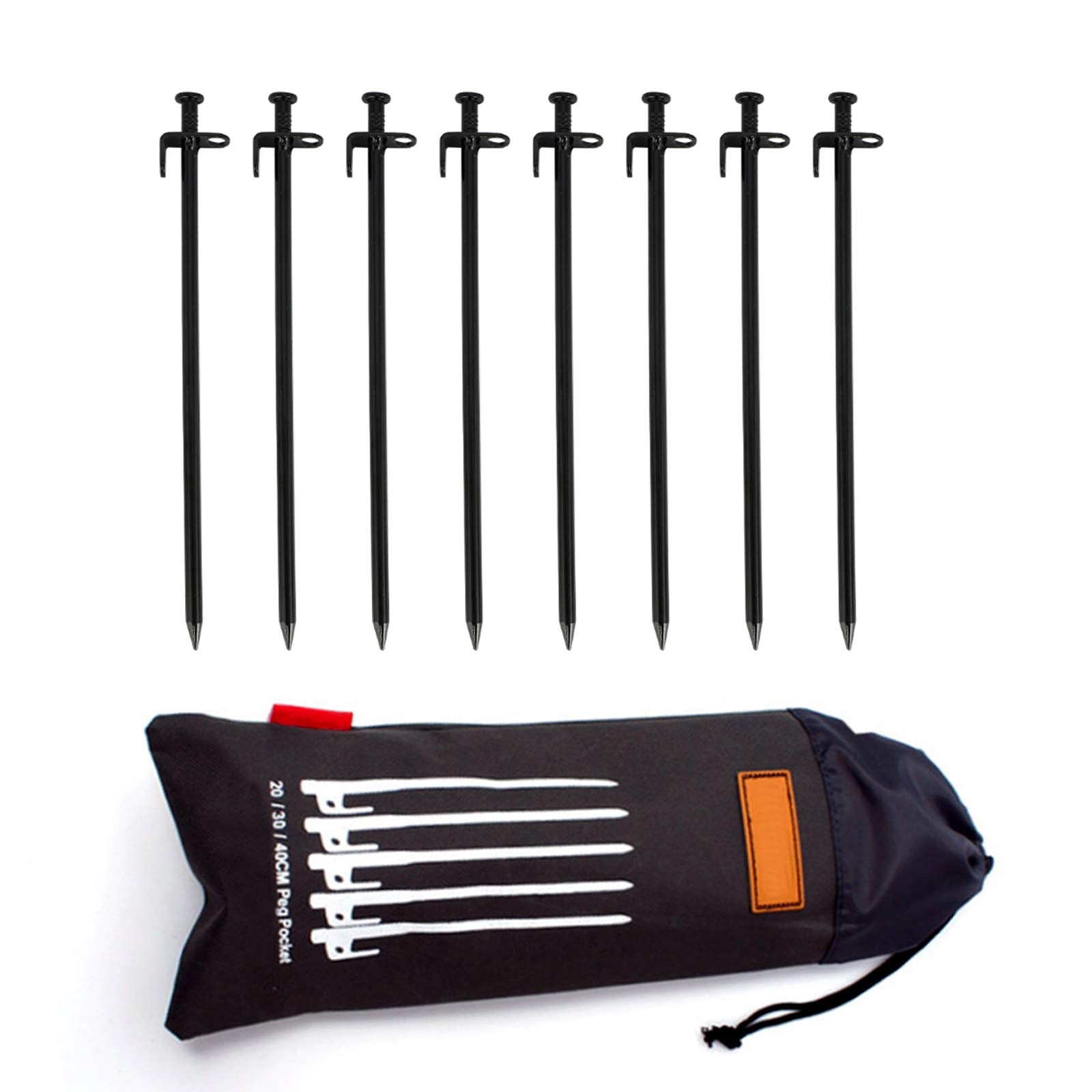 Tent Pile,Luminous Ring Storage Bag(8 Pieces) Sturdy Heavy Steel Tent Pile Ground Nail Metal Pile, Suitable For Outdoor Mountain