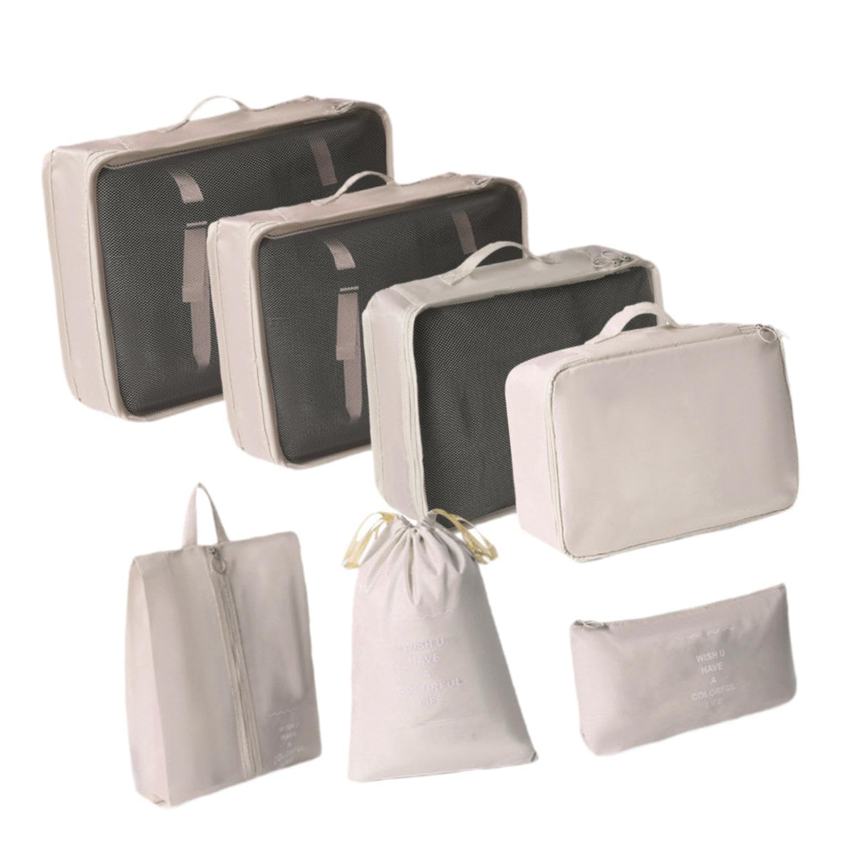 Myaddiction 7X Packing Cubes For Suitcase Travel Bags For Family Breaks Beach Travelling Beige