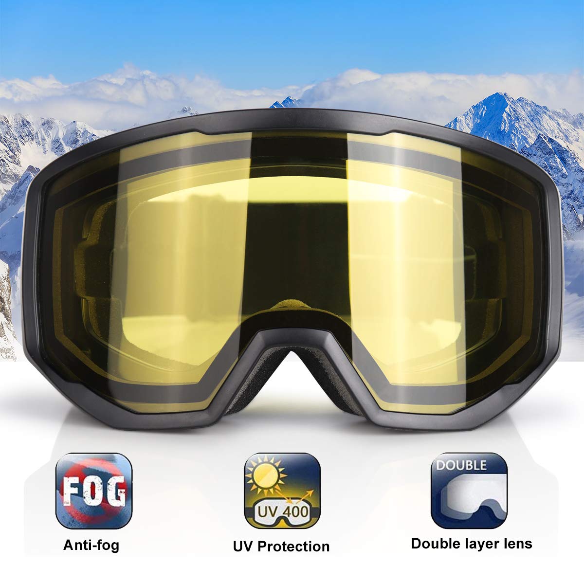 Exp Vision Ski Goggles Snowboard For Men Women, Otg Anti Fog Uv Protection Snow Goggles