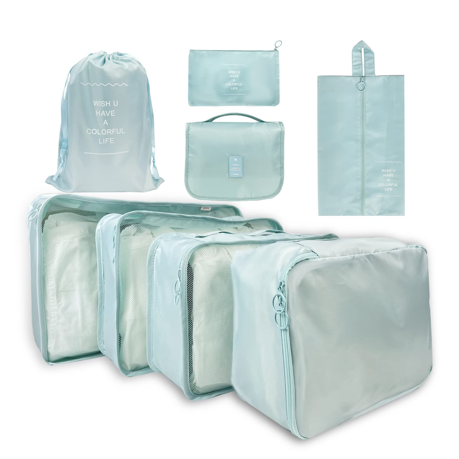 Anbsunion 8 Set Packing Cubes ,Travel Luggage Packing Organizersfor Woman & Man, Packing Cubes For Suitcases With Toiletry Bags 