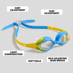Arena Unisex Spider Kids Swim Goggles For Boys And Girls Non-Mirror Lens, Smoke/Black/Mint