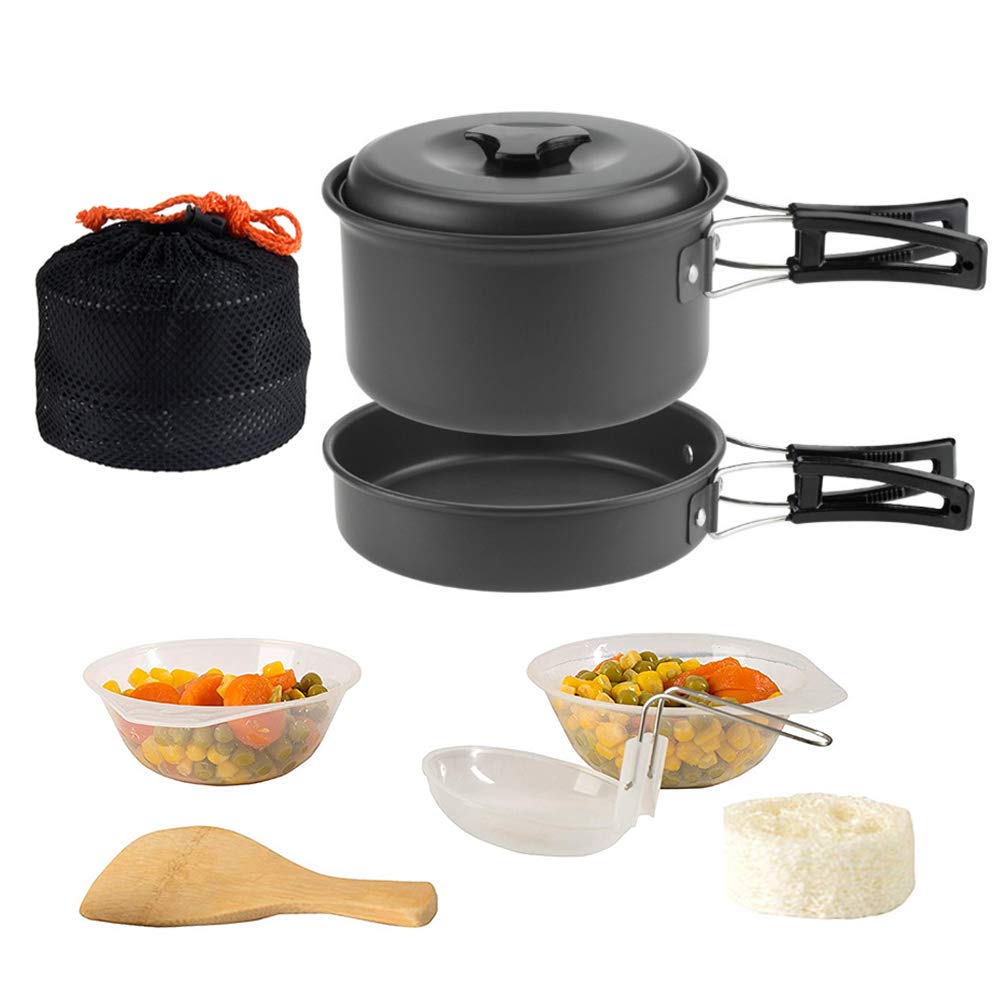 Shellkingdom Outdoor Camping Cooking Kit Portable Non-Stick Backpacking Picnic Pot And Bowl Open Fire Cookware Set For Outdoor H