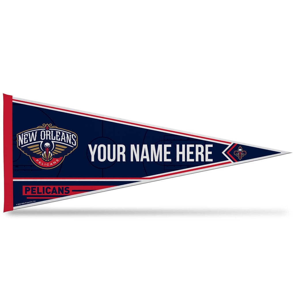 Rico Industries Nba Basketball New Orleans Pelicans Personalized - Custom 12'' X 30'' Soft Felt Pennant - Ez To Hang