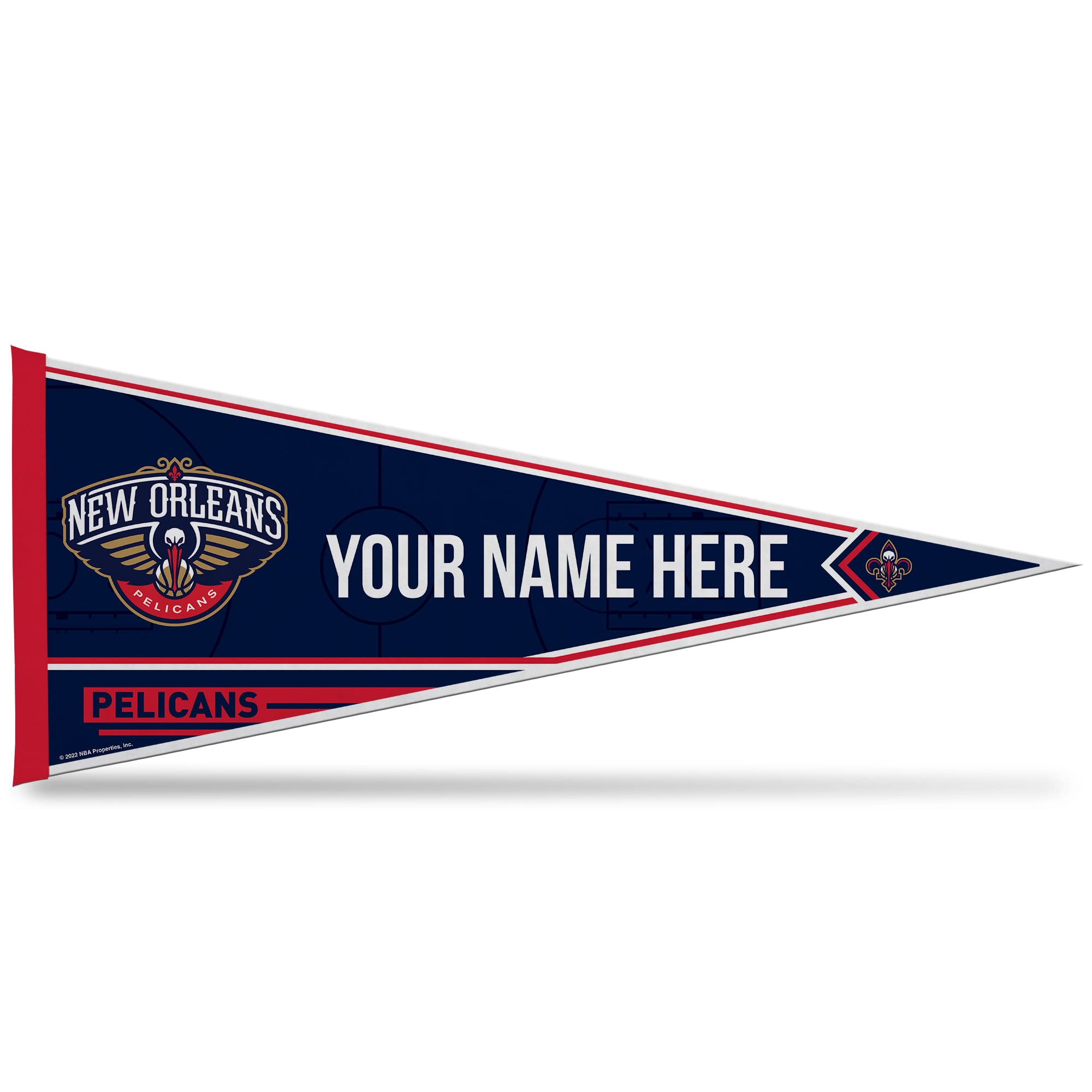 Rico Industries Nba Basketball New Orleans Pelicans Personalized - Custom 12'' X 30'' Soft Felt Pennant - Ez To Hang