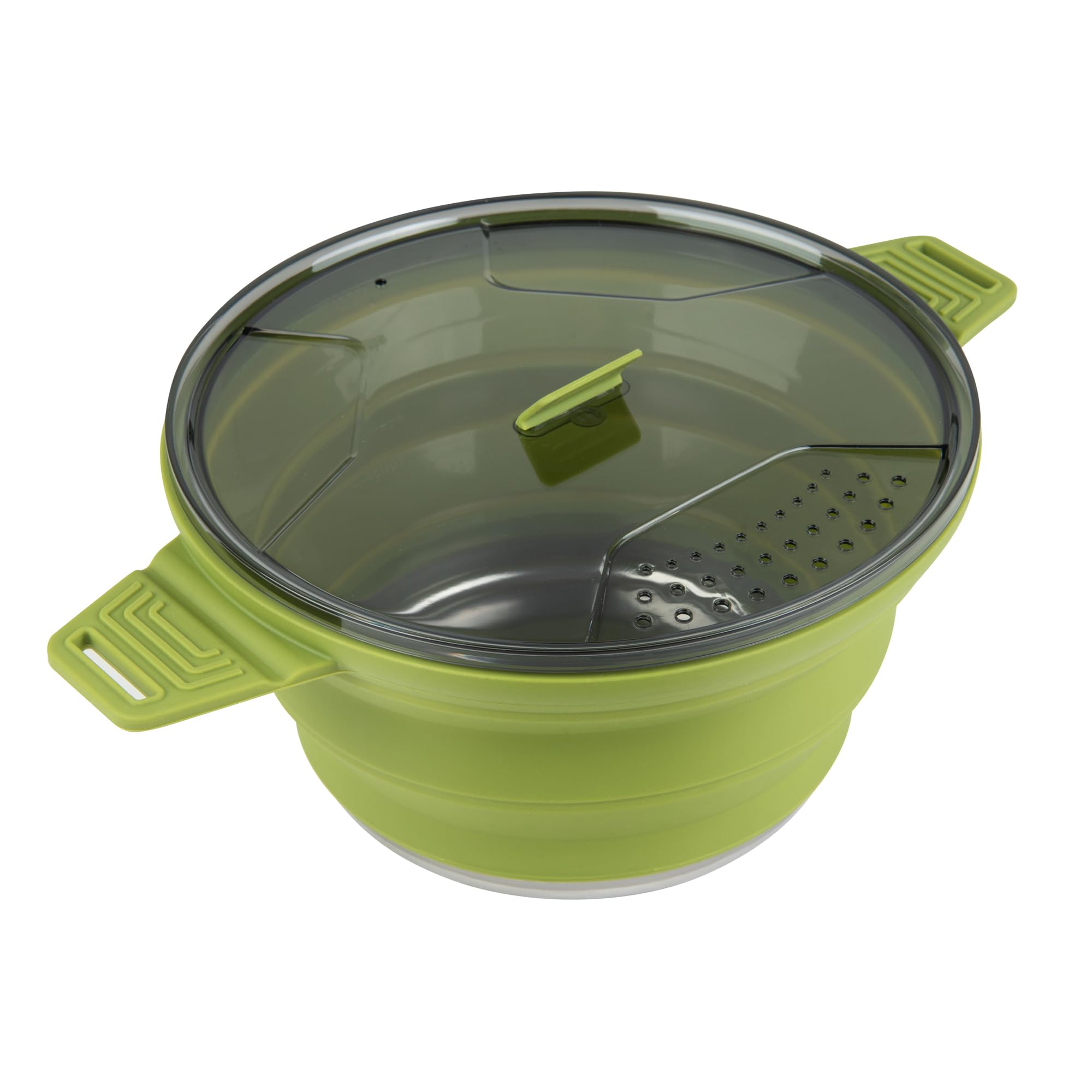 Restaurantware-Hi Tek 2.5 Liter Collapsible Camping Pot, 1 Portable Cook Pot - With Lid, Stainless Steel Bottom, Silicone Campin