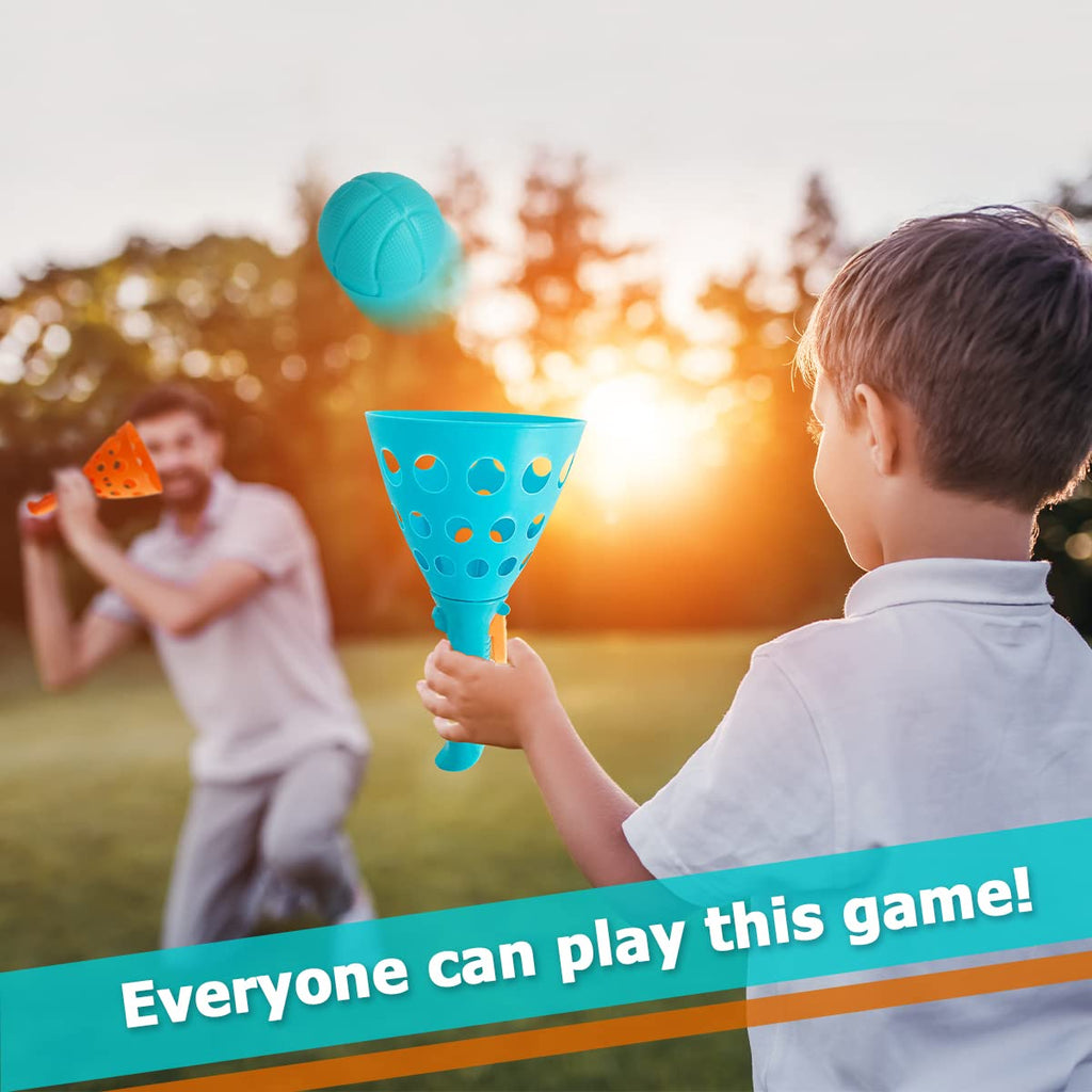 Punkdog Pop And Catch Ball Game With 24 Balls And 4 Catch Launcher Baskets - Outdoor Indoor Game Activities For Boys & Girls, Ch