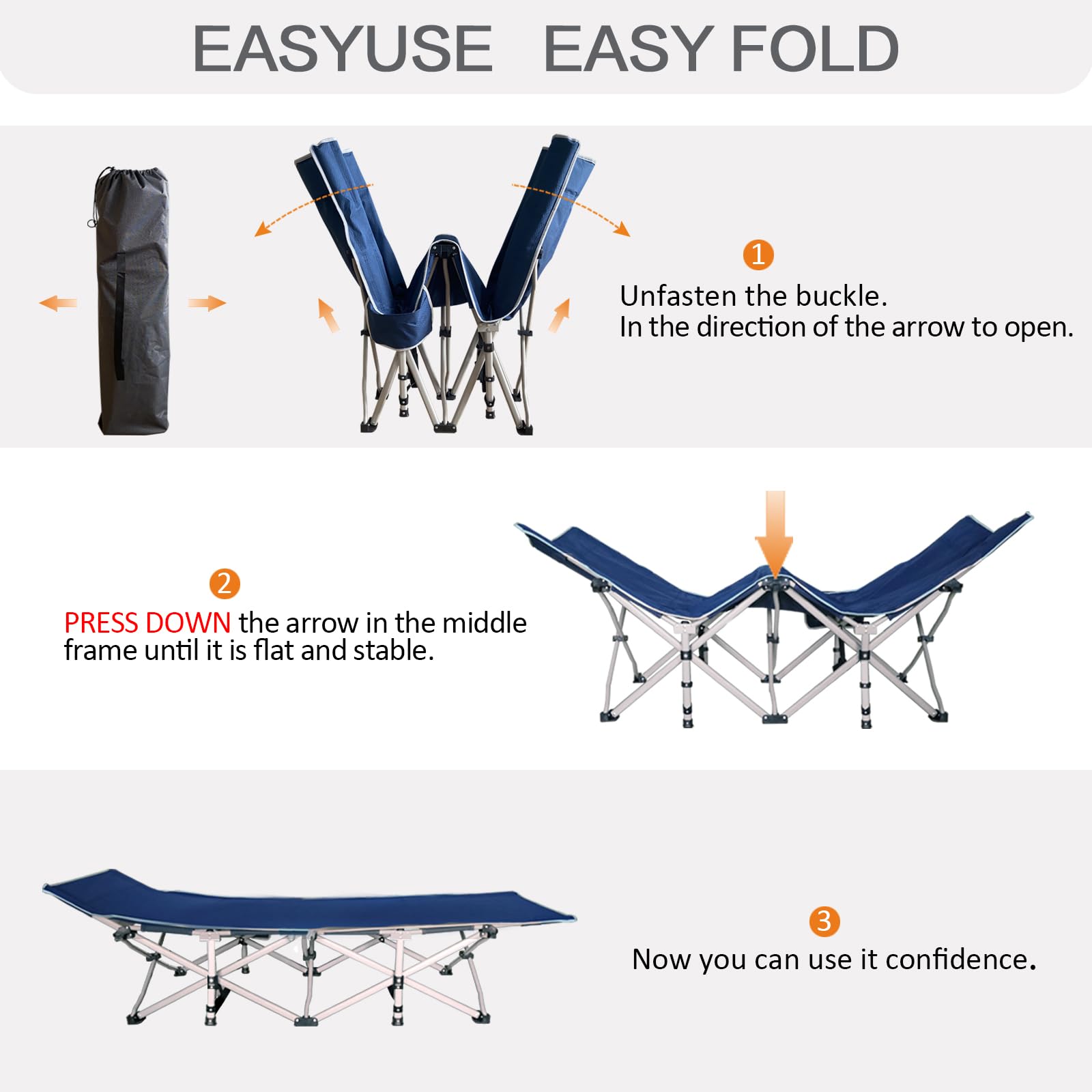 Colmerd Camping Cot With Comfortable Mattress Violet And Cerulean Cots For Sleeping Heavy Duty Camping Bed 2 Person Folding Cot