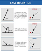 Clarmonde 12-Inch Tent Stakes & Tent Hammer, Heavy Duty Camping Stakes, Forged Steel Tent Pegs Unbreakable And Inflexible, Avail