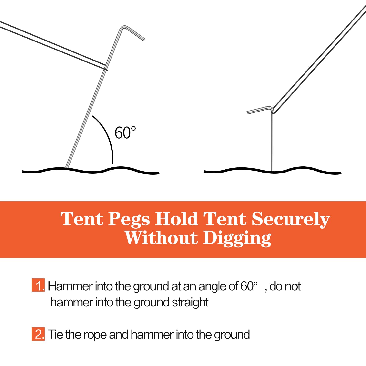 40 Pack Tent Pegs, 7 Metal Tent Stakes Pegs With Hook, Tent Garden Stakes For Camping, Canopy, Outdoor Decoration