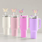 SEMATA 6PCS Cute Butterfly Straw Cover Cap for Stanley Cup Accessories,Bling Straw Toppers for Stanley Tumbler 40&30 oz,Reusable