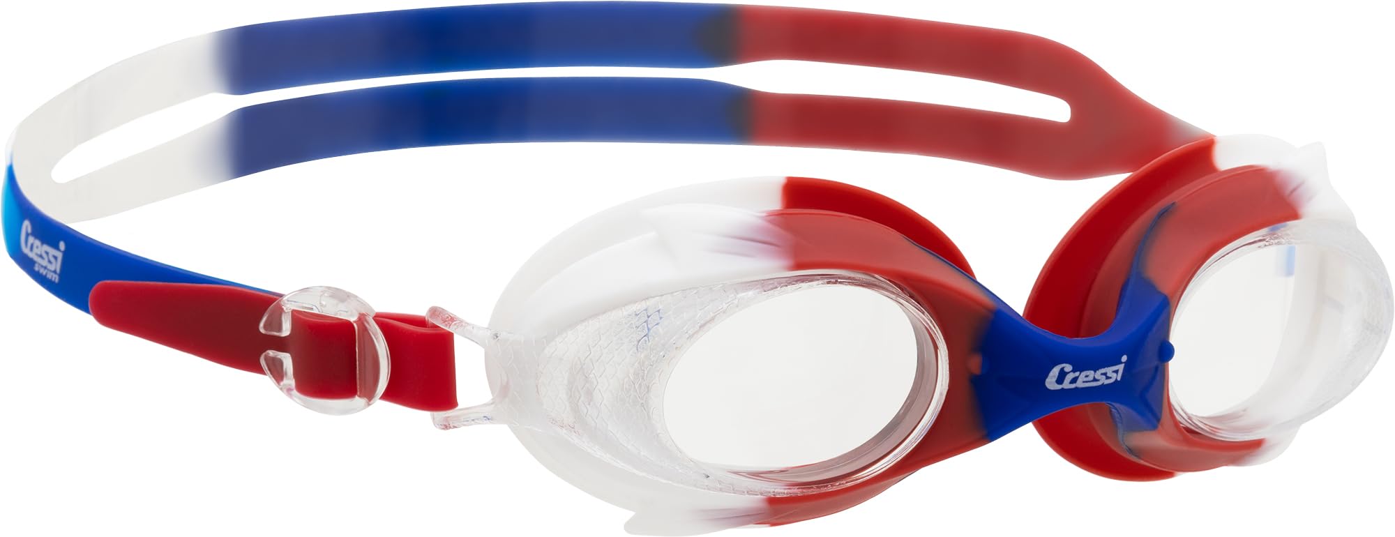Cressi Seahorse Anti-Fog Safety Goggles, Blue/White/Red, Adjustable, UV Protection