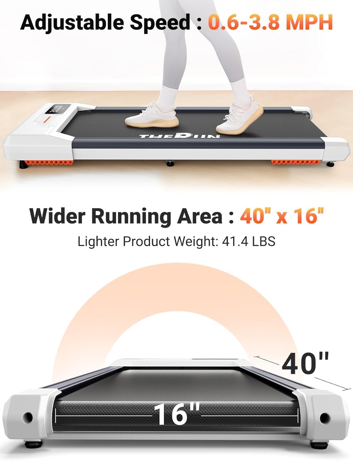 Therun Walking Pad, Under Desk Treadmill 2.5 Hp With Remote Control For Jogging And Walking, Widen Running Belt Portable 265Lbs