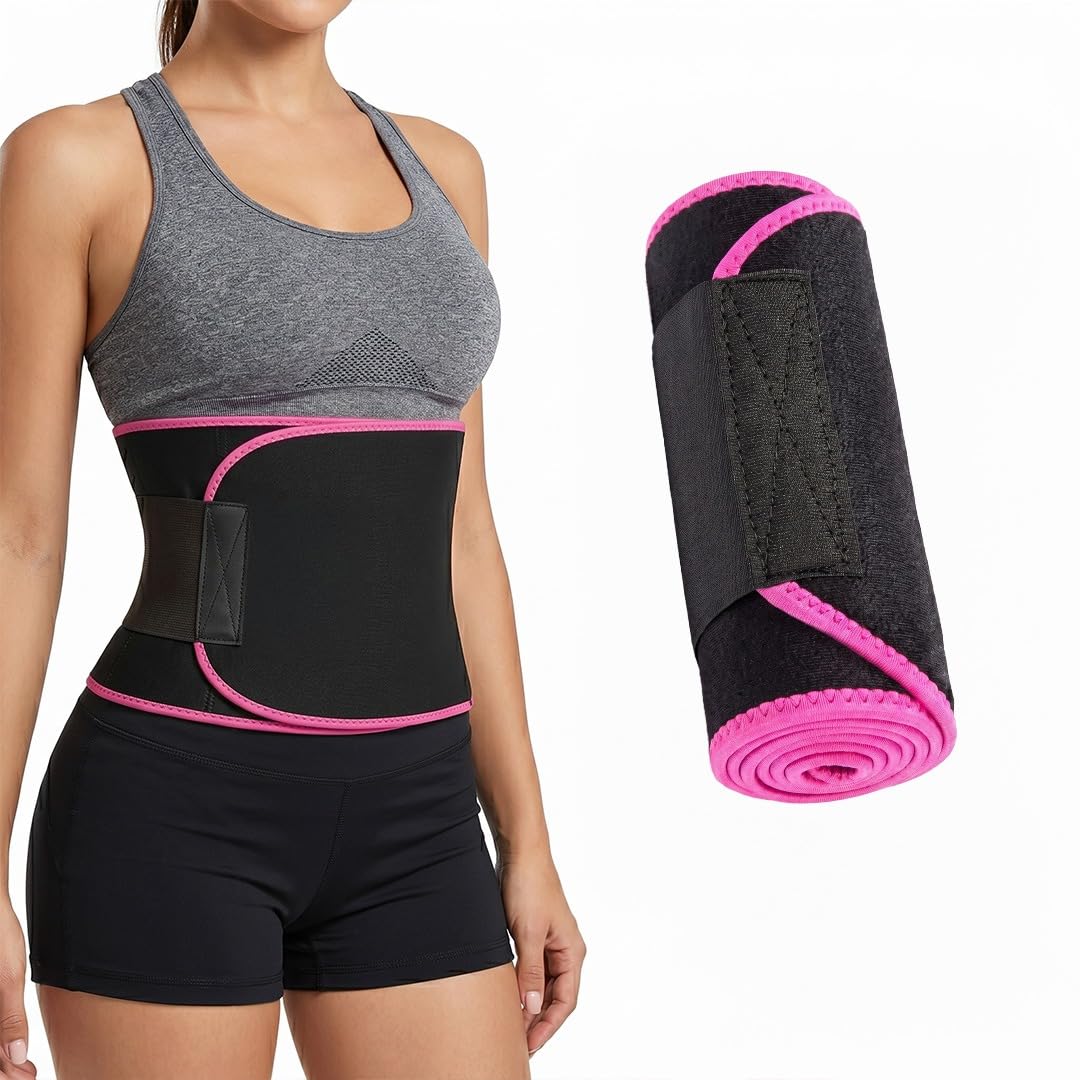Luxcare Sweat Belt For Women & Men, Neoprene Waist Trimmer Belt For Workout & Gym, Adjustable Tummy Sweat Band, Sauna Effect Wai