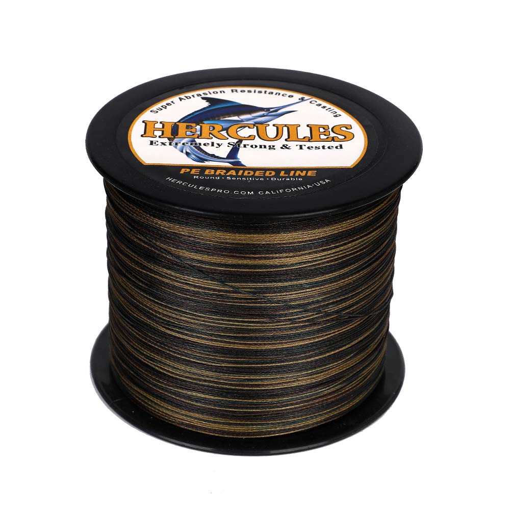 Hercules Braided Fishing Line 2000M 2187Yds 10Lbs-200Lbs Pe Superline 8 Strands (Camouflage 80Lb/36.3Kg 0.48Mm)