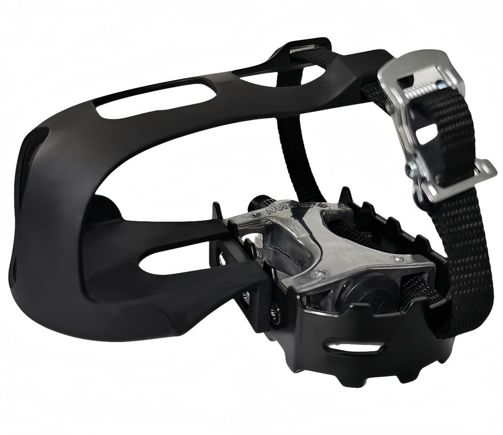 Ybeki Bike Pedals With Toe Clip And Straps, For Exercise Bike, Spin Bike And Outdoor Bicycles, 9/16-Inch Spindle Resin/Alloy Bic