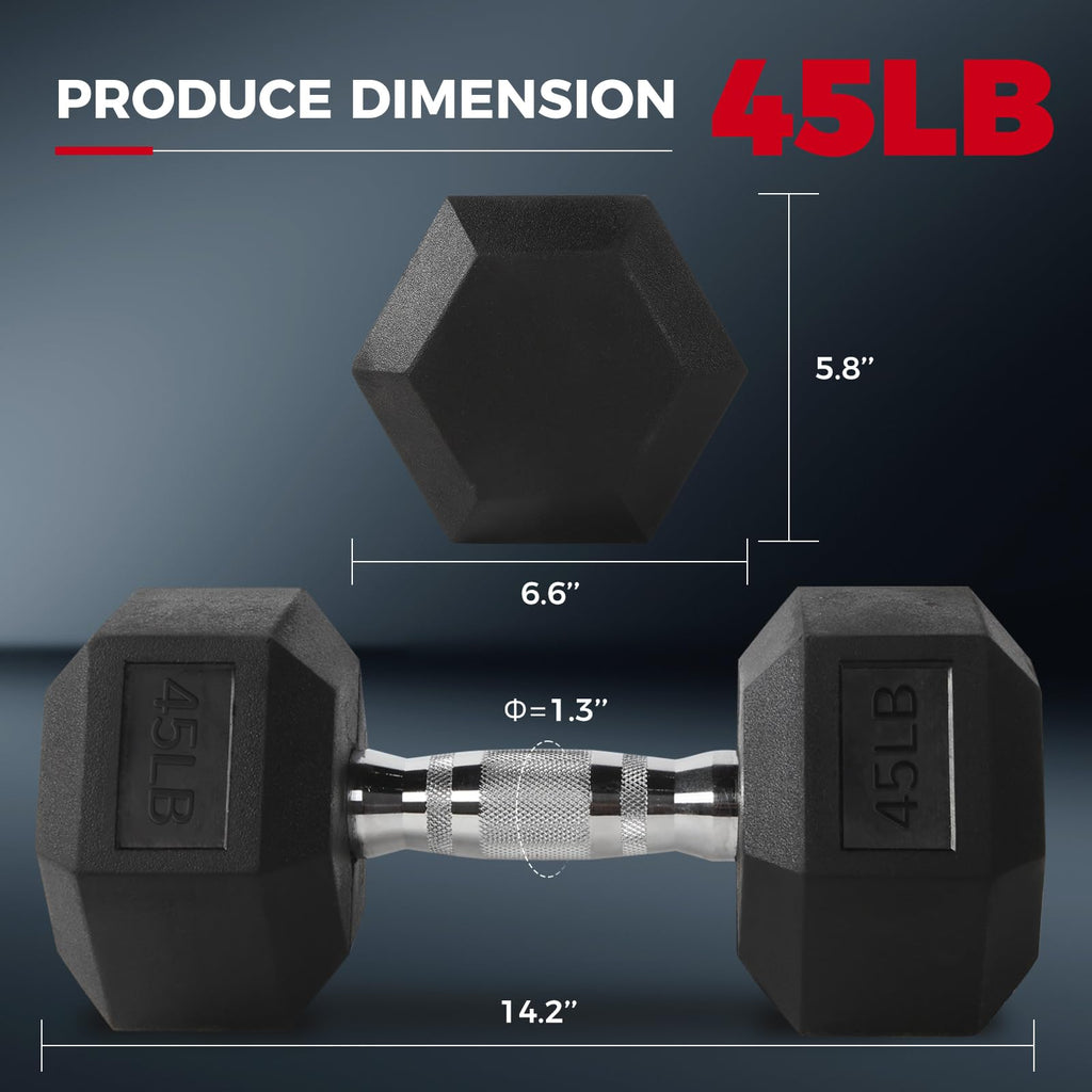 Ritfit 45Lb Dumbbells Set Of 2 Rubber Encased Dumbbell Sets With Optional Rack For Home Gym, Coated Hand Weights For Strength Tr