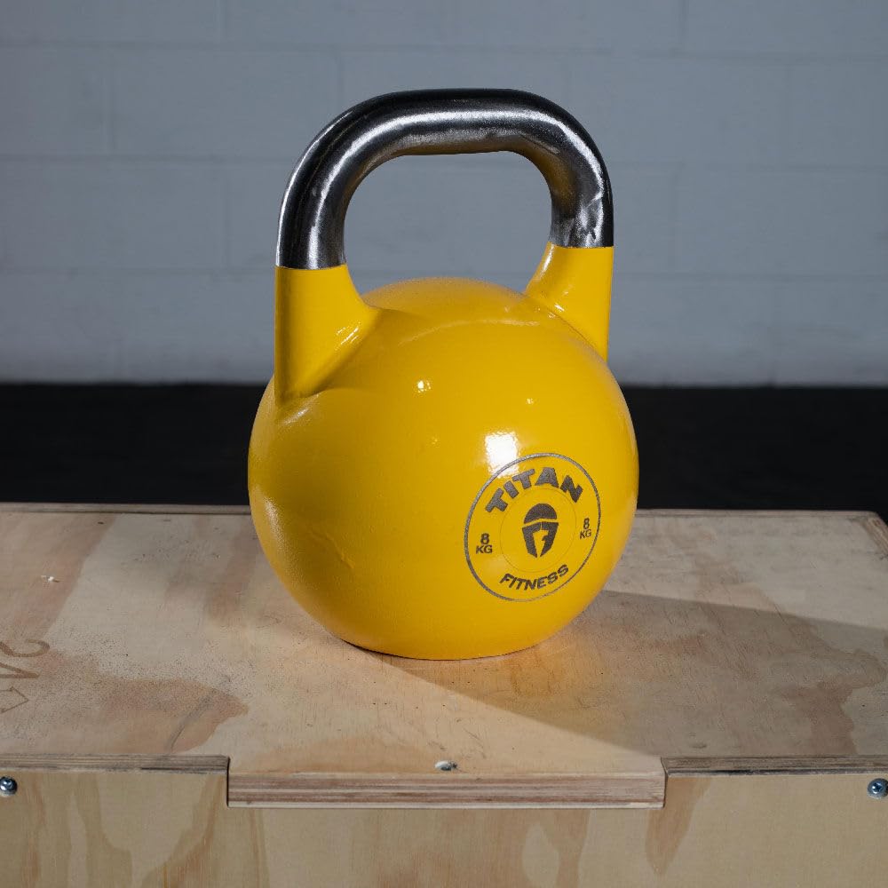 Titan Fitness 8 Kg Competition Kettlebell, Single Piece Casting, Kg Markings, Full Body Workout