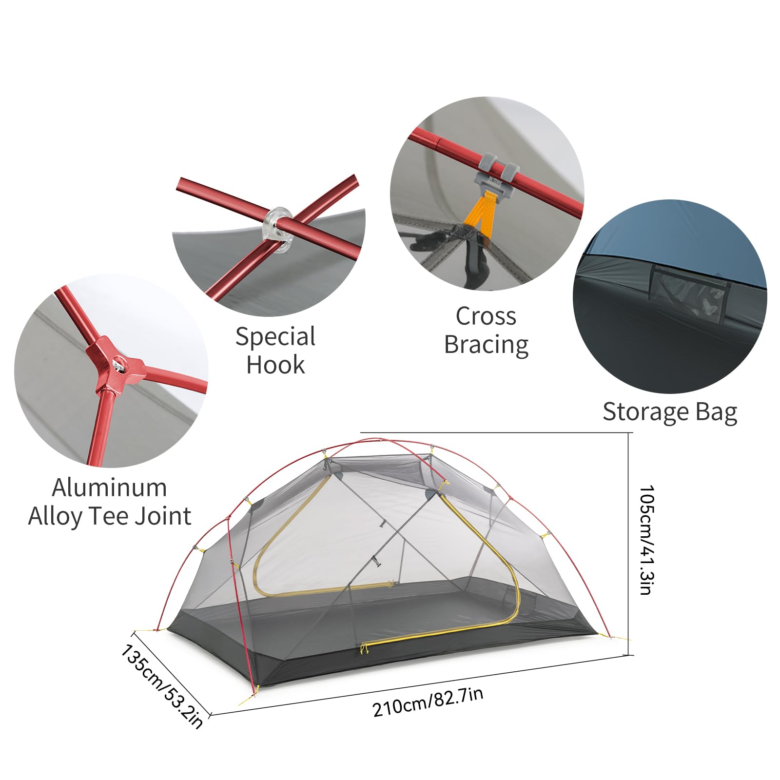 Naturehike Mongar 2 Person Backpacking Tent, 3 Season Camping Tent,Double Layer Free Standing Two Person Tents For Camping Hikin