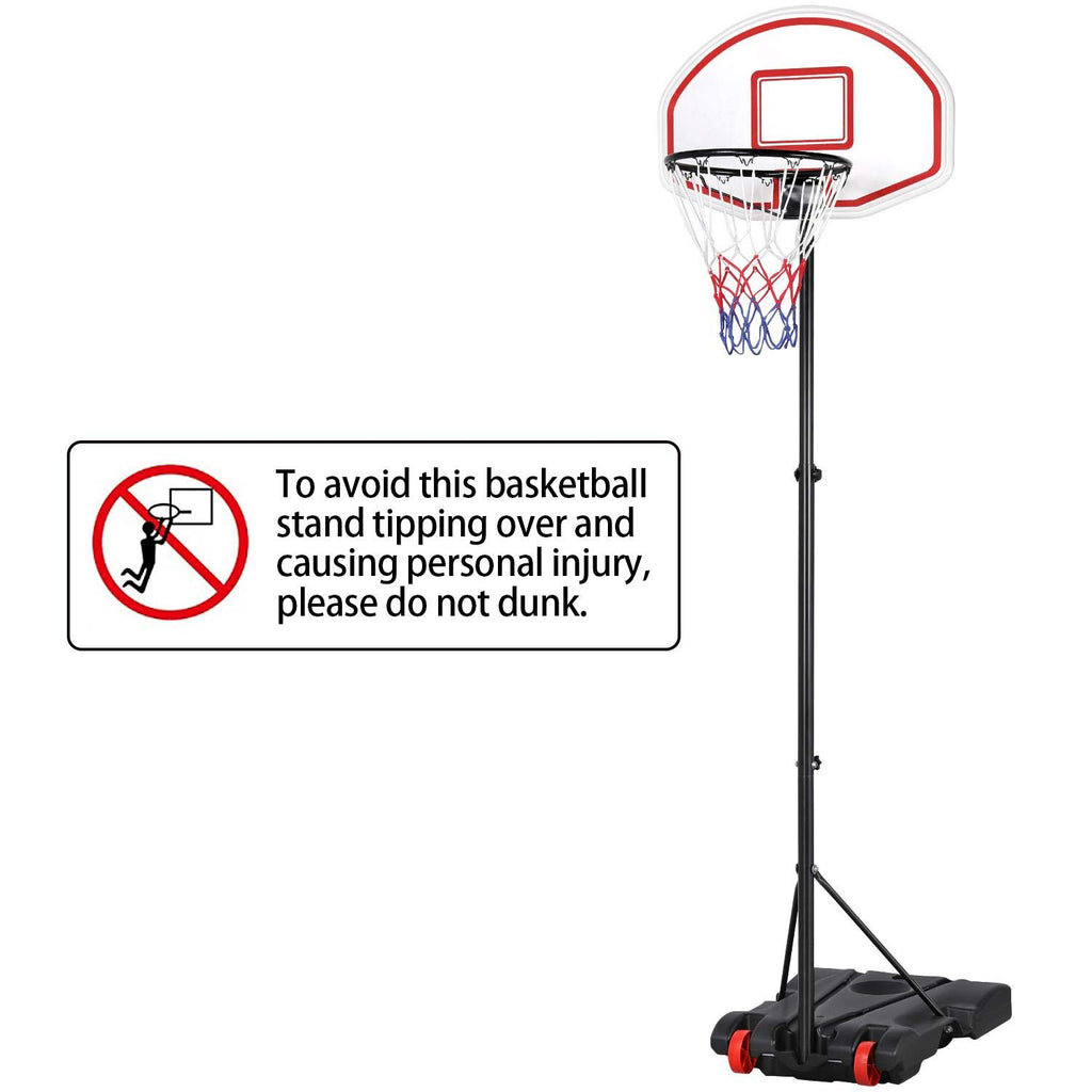 Yaheetech Portable Basketball Hoop System For Youth Indoor Outdoor W/Backboard & Wheels & Fillable Base, 5.2-7 Ft Adjustable Hei