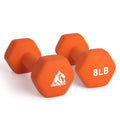 Lionscool Neoprene Coated Dumbbell Weights (Orange 8Lb Pair)