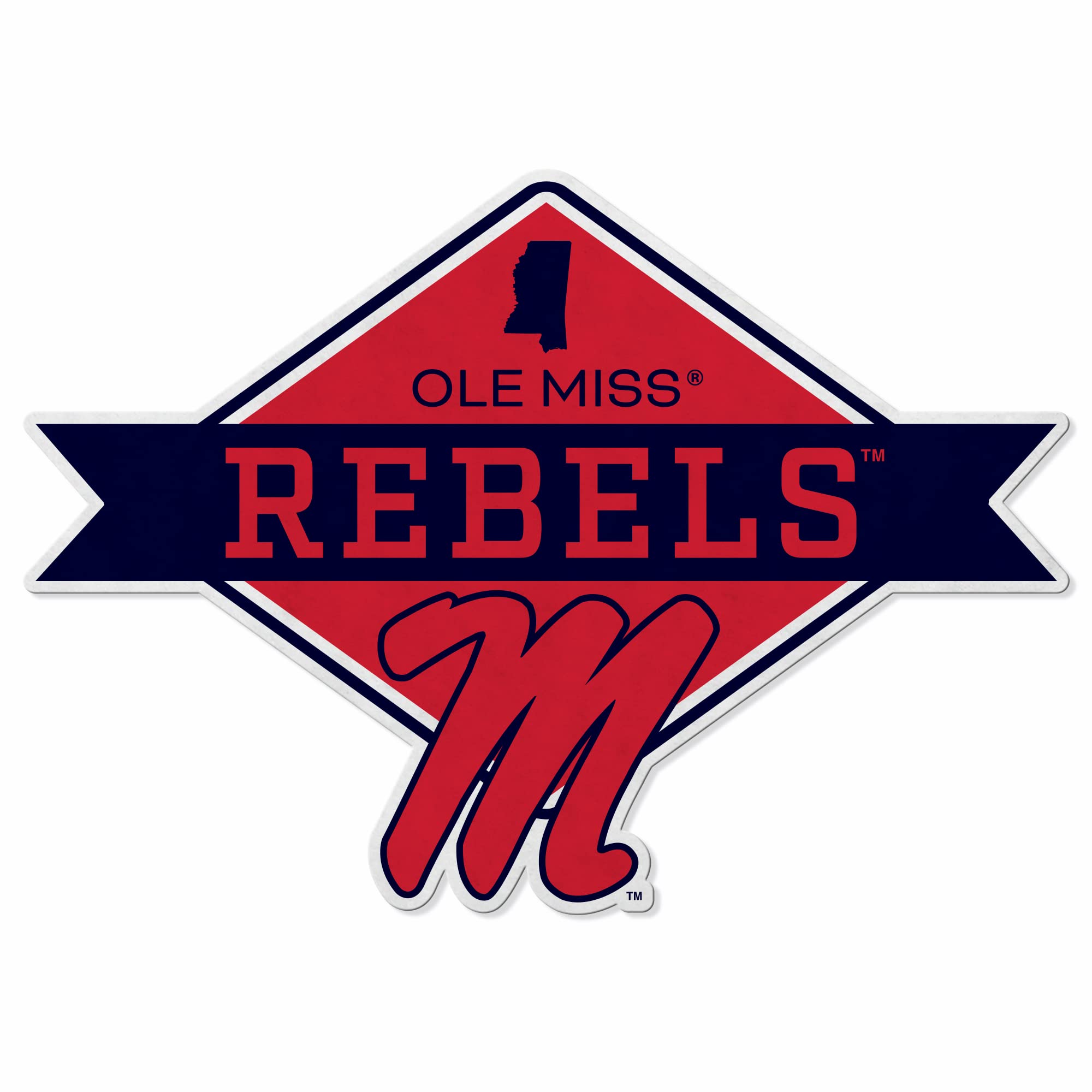 Rico Industries Ncaa Mississippi Rebels Diamond Shape Cut Pennant - Home And Living Room D  Cor - Soft Felt Ez To Hang