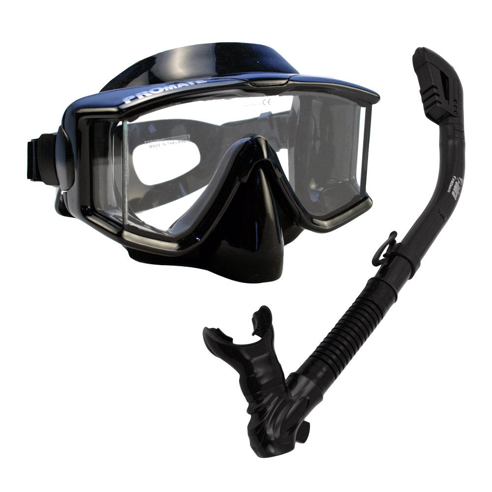 Snorkeling Scuba Dive Dry Snorkel Side-View Purge Mask Diving Gear, Allblack