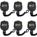 6 Pack Multi-Function Electronic Digital Sport Stopwatch Timer, Large Display With Date Time And Alarm Function,Suitable For Spo