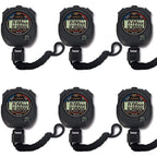 6 Pack Multi-Function Electronic Digital Sport Stopwatch Timer, Large Display With Date Time And Alarm Function,Suitable For Spo